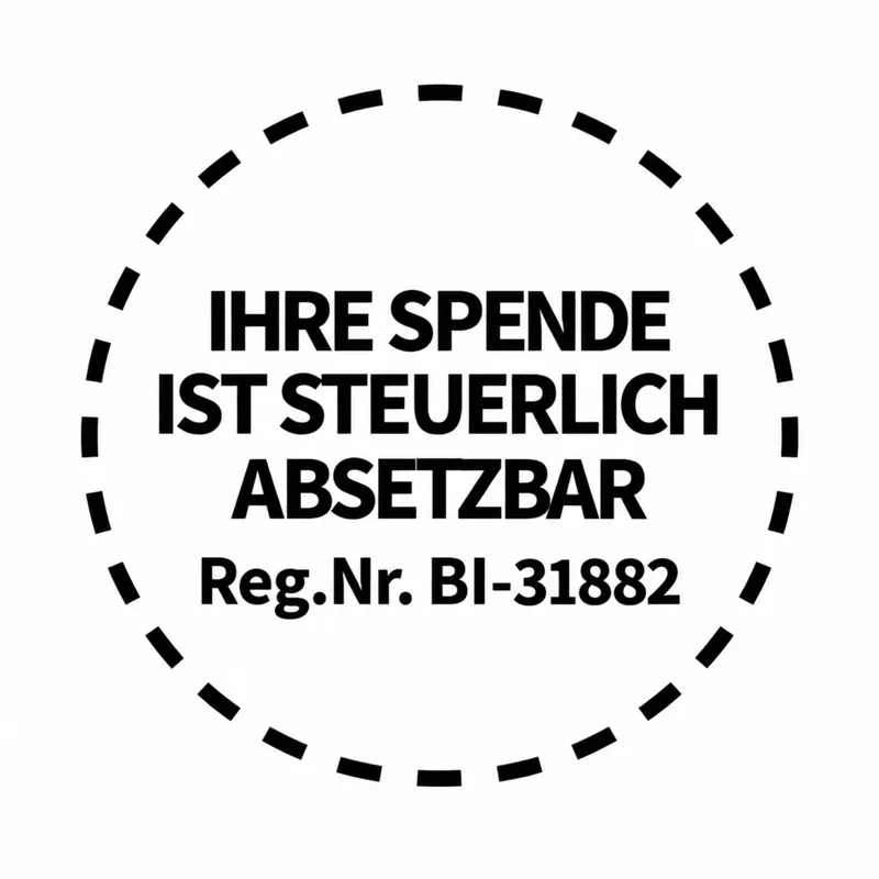 Siegel: Ihre Spende ist steuerlich absetzbar, Reg.Nr. BI-31882